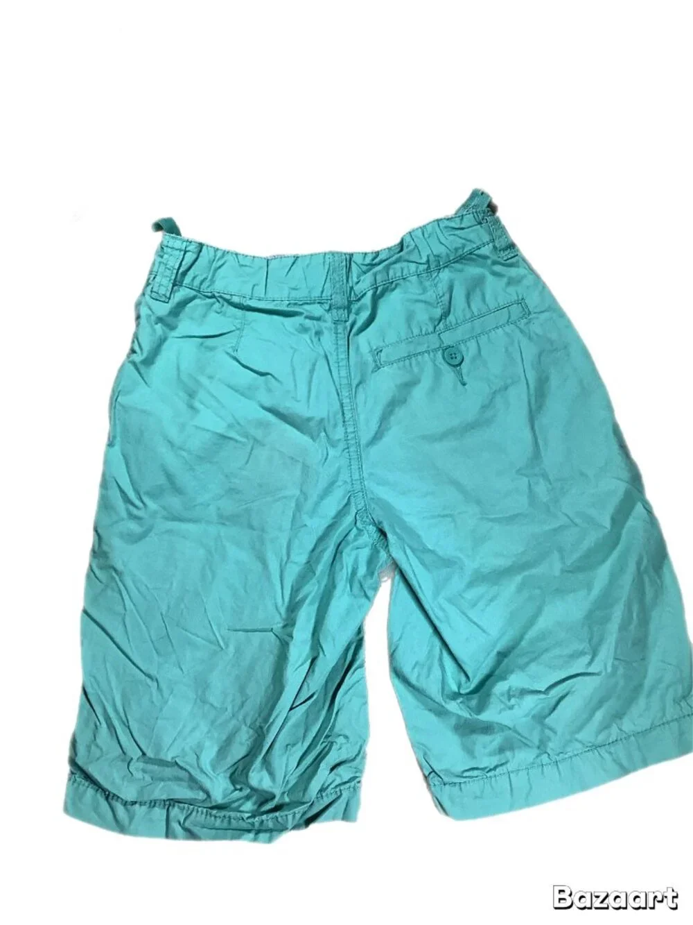 Old Navy Boys Cotton Shorts Teal Size 8 Adjustable Built-In Belt